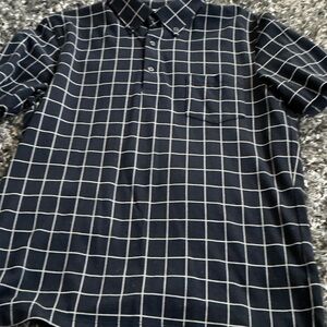 Uniqlo Men's Navy Grid Polo Shirt